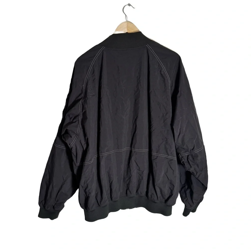 Vintage Nike Men's XL Bomber Jacket Black Striped 90s Y2K Skater Snap Grunge - Picture 3 of 7